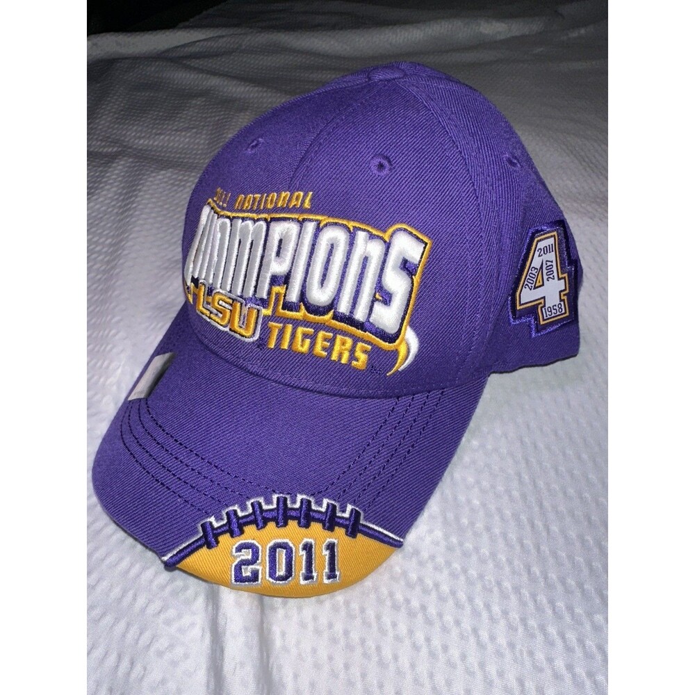 ML Caps LSU Tigers 2011 National Champions Football Cap Hat Purple Gold NWT